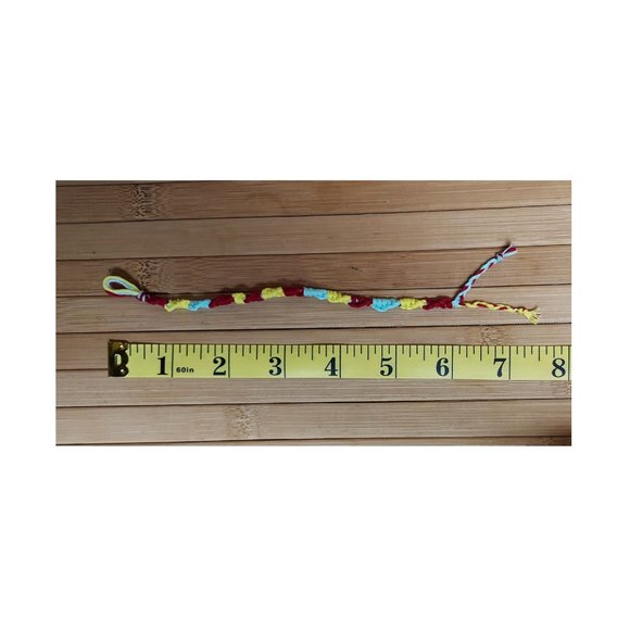 Girls Handmade Embroidery Floss Charm Bracelet, 6" (made by 11 year-old artist). - Picture 2 of 2